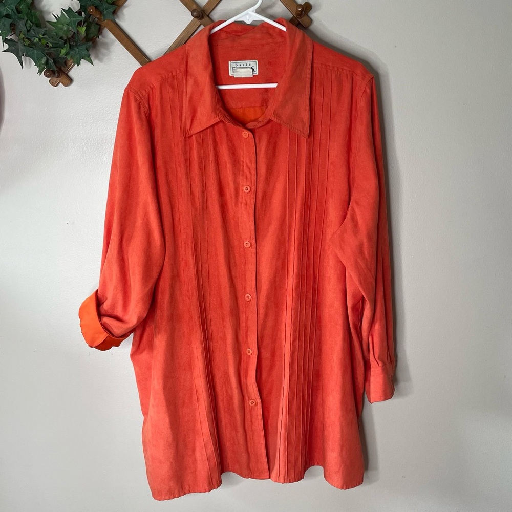 Vintage Basic Editions Suede Button Down Shirt - image 1